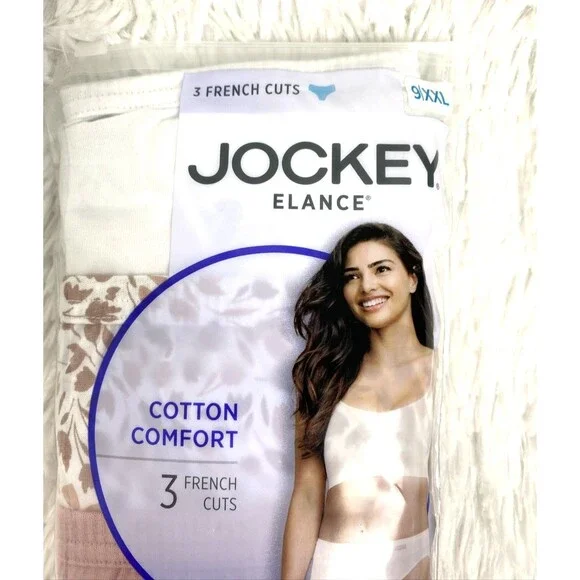 Jockey Elance Underwear French Cuts 100% Cotton Comfort 3 Pack Pink Floral White - Picture 5 of 10